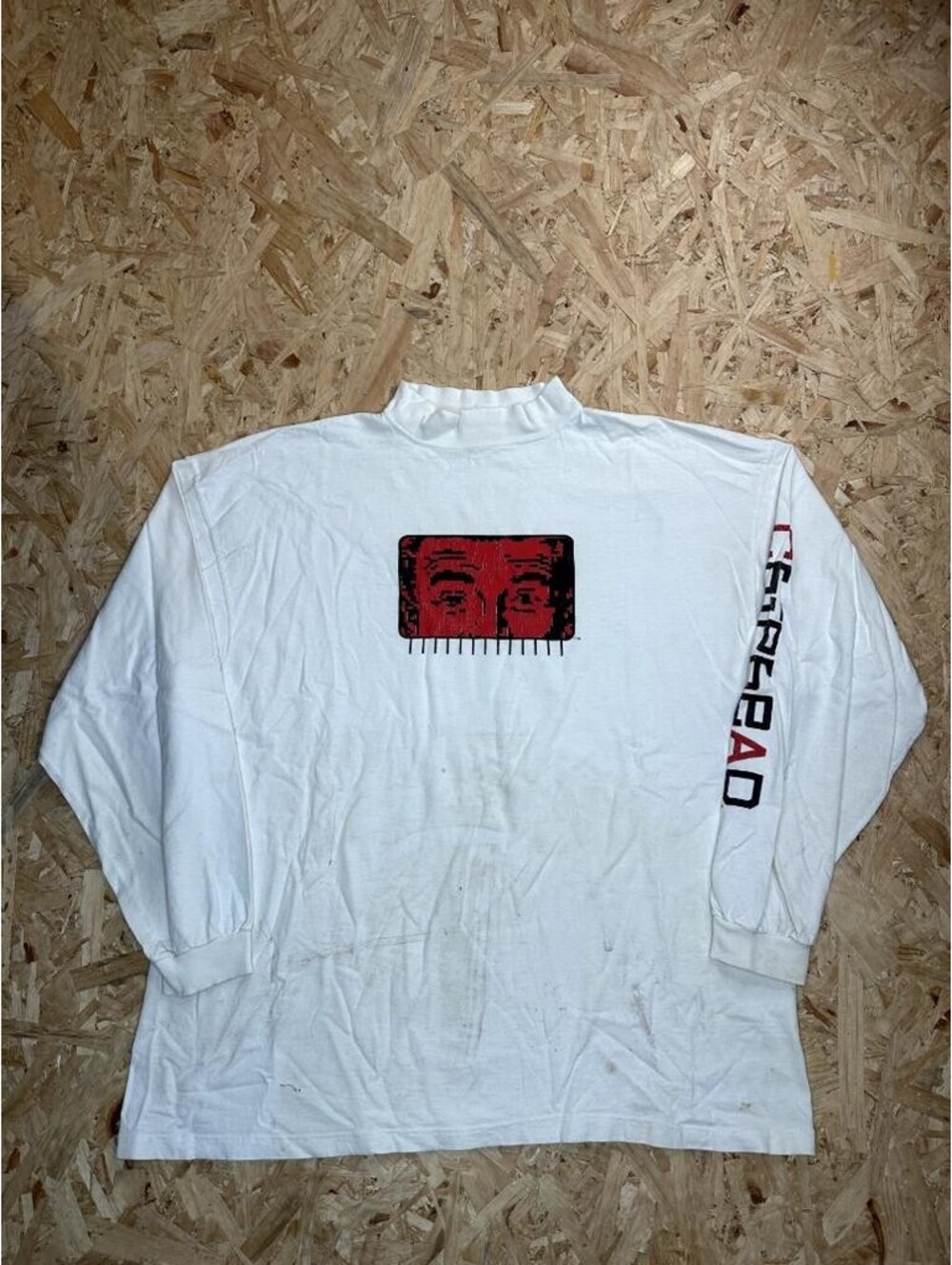 Vintage Chiphead Computer Geek T-Shirt Mens XL White Mock Neck Santee Made in